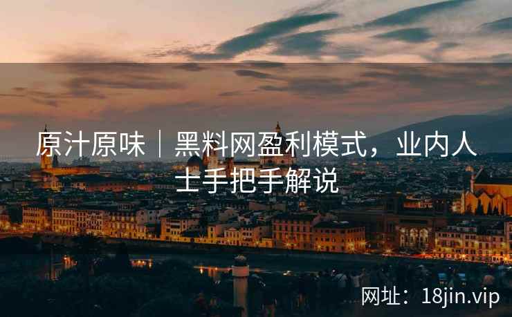 原汁原味｜黑料网盈利模式，业内人士手把手解说